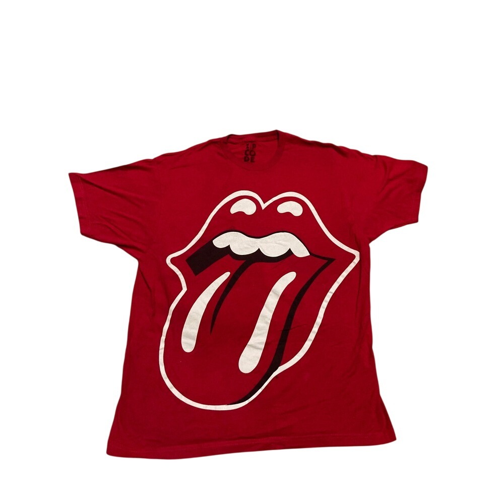 Rolling Stones Zip Code Graphic T-Shirt Red Tongue Lips Logo XL